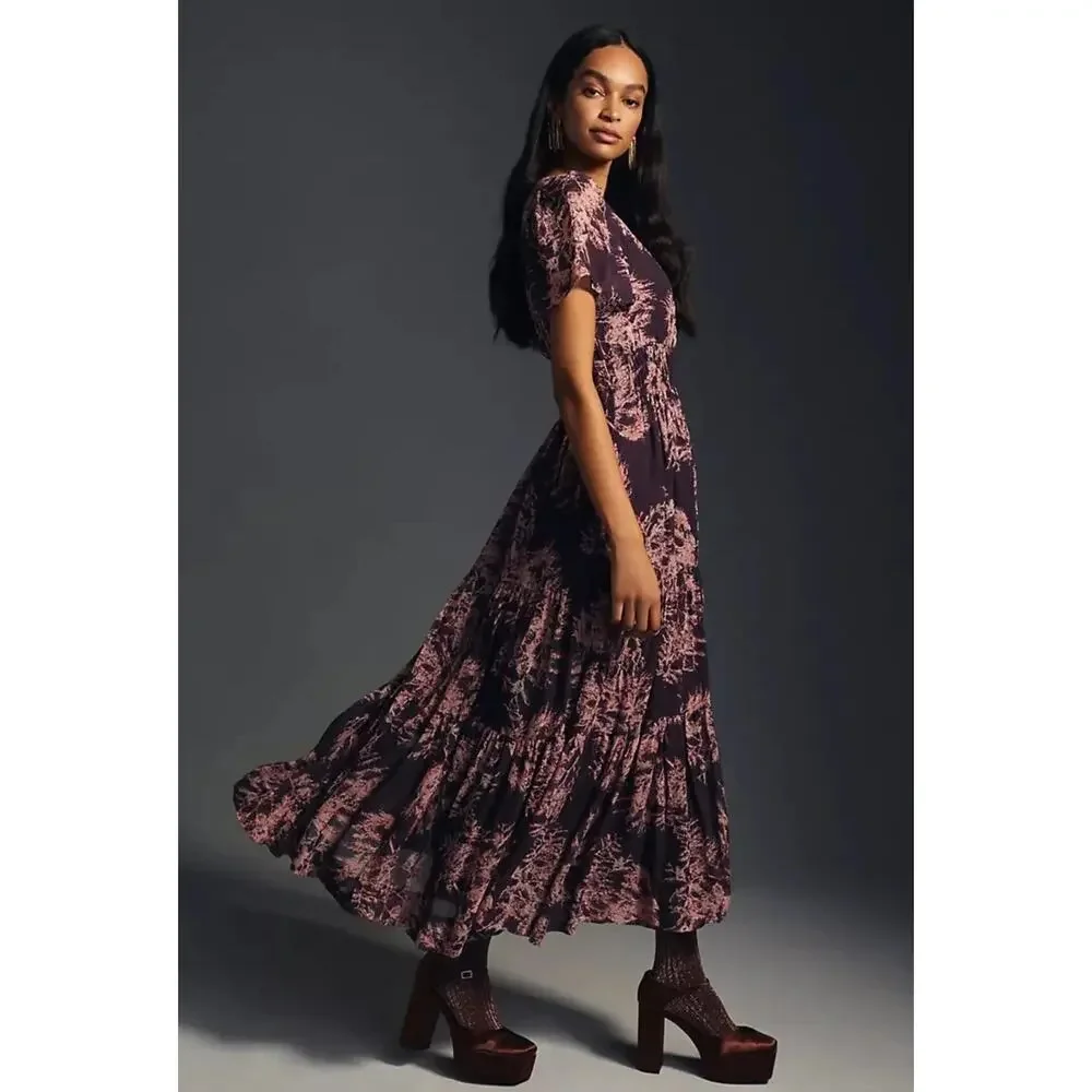 Anthropologie Somerset Maxi‎ Dress Chiffon Edition Pockets Size XS - Picture 2 of 14